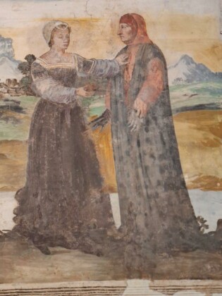 Casa-museo di Francesco Petrarca ad Arqu&agrave;, particolare di affresco_Ph. Marco Giovenco